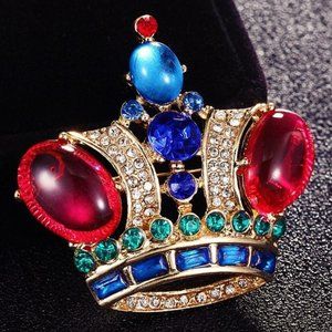 GLAMOROUS Royal King Queen Imperial CROWN Brooch